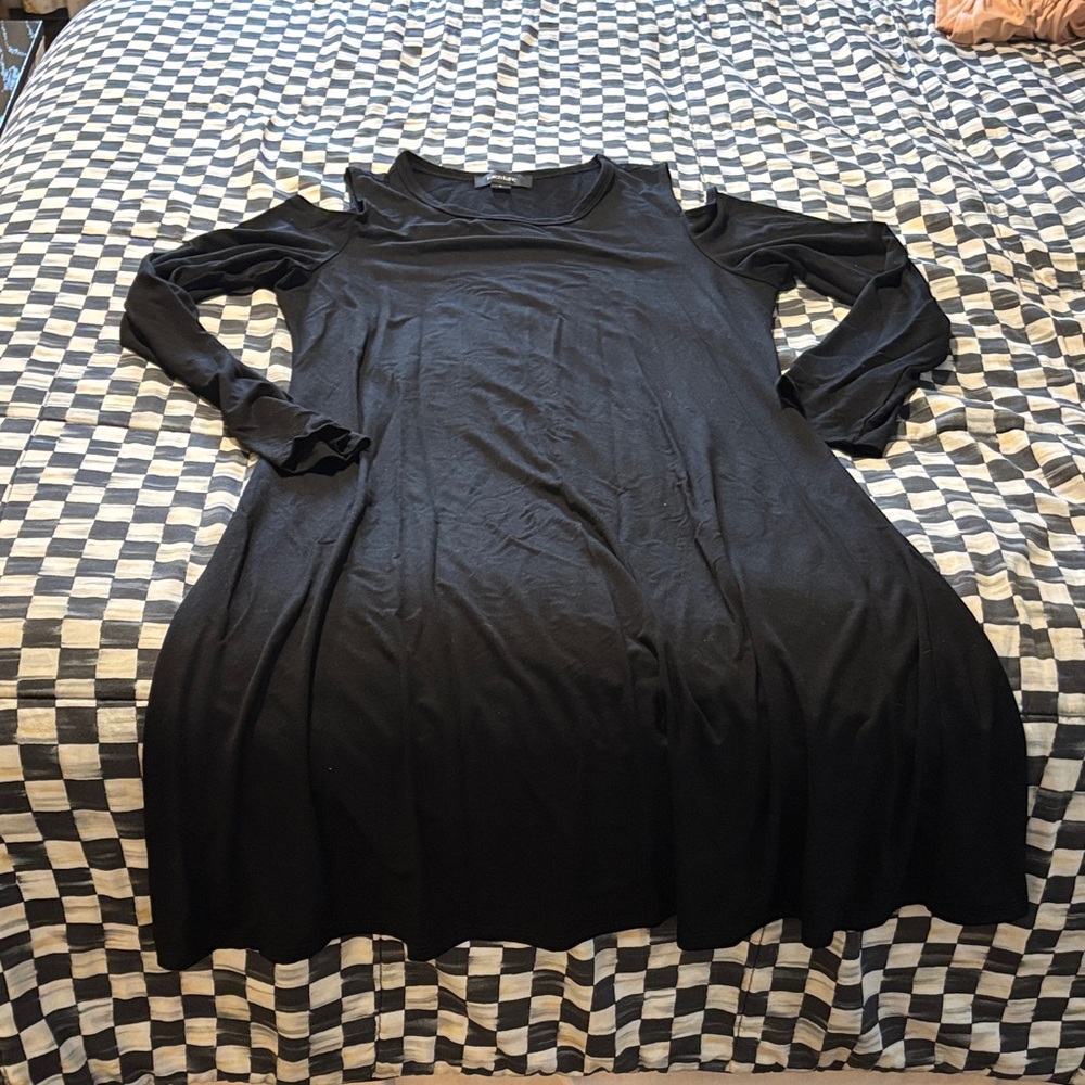 Karen Kane Cold Shoulder Black Long Sleeve Dress